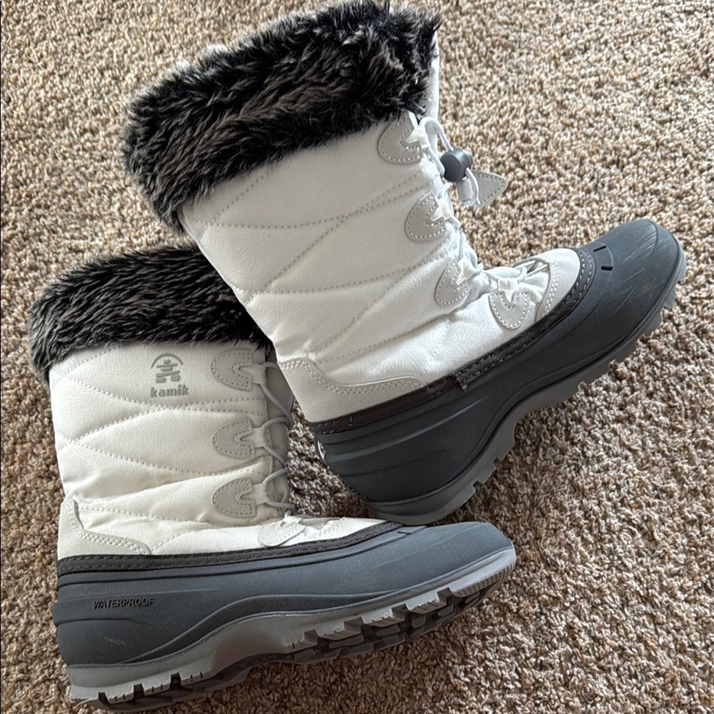 Kamik White and Gray Winter Boots Waterproof Insulated